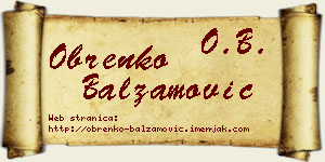 Obrenko Balzamović vizit kartica